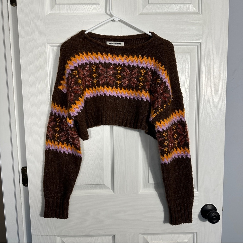 Urban Outfitters Turner cropped Fair Isle chunky knit sweater, sz S, fall